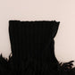 Elegant Black Fringed Wool-Cashmere Sweater