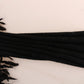 Elegant Black Fringed Wool-Cashmere Sweater