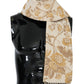 Elegant Beige Gold Jacquard Stole Scarf