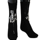 Crystal Embellished Black Knit Stockings