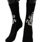 Crystal Embellished Black Knit Stockings