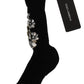 Crystal Embellished Black Knit Stockings