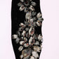 Crystal Embellished Black Knit Stockings