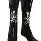 Crystal-Embellished Black Mid-Calf Stockings