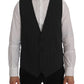 Elegant Gray Striped Vest Waistcoat