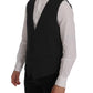 Elegant Gray Striped Vest Waistcoat