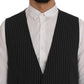 Elegant Gray Striped Vest Waistcoat