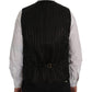 Elegant Striped Gray Wool Blend Waistcoat Vest