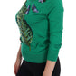 Embellished Green Silk Pullover Sweater