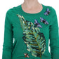 Embellished Green Silk Pullover Sweater