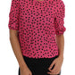 Chic Pink Polka Dotted Silk Blouse