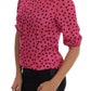 Chic Pink Polka Dotted Silk Blouse