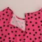 Chic Pink Polka Dotted Silk Blouse