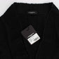 Elegant Black Merino Wool Cardigan