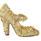 Gold Floral Crystal Embellished Pumps