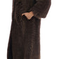 Elegant Brown Raccoon Fur Knee-Length Coat