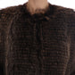 Elegant Brown Raccoon Fur Knee-Length Coat