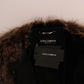 Elegant Brown Raccoon Fur Knee-Length Coat