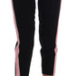 Chic Black Capri Pants with Pink Side Stripes