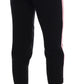 Chic Black Capri Pants with Pink Side Stripes