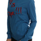 Blue Silk Sequined Capri Pullover Sweater