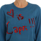 Blue Silk Sequined Capri Pullover Sweater