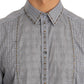 Elegant Gray Checkered Slim Fit Casual Shirt