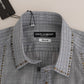 Elegant Gray Checkered Slim Fit Casual Shirt