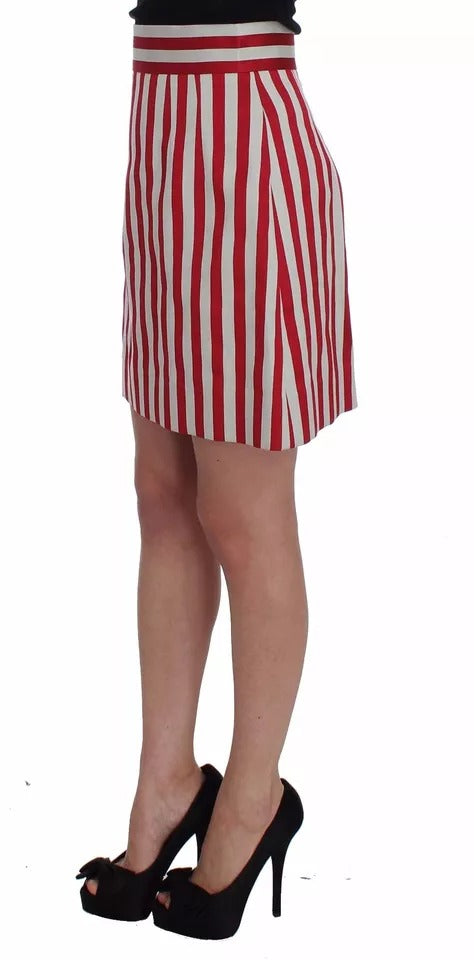 Silver Red Striped Above Knees Skirt