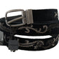 Elegant Black Cotton-Leather Men's Belt