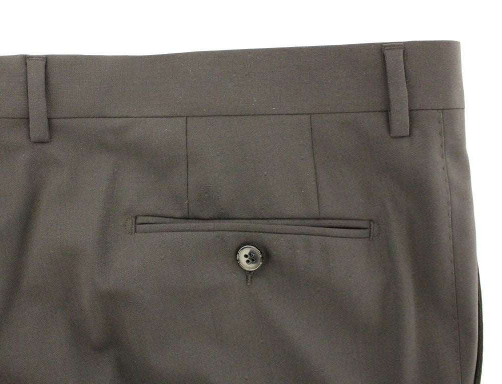 Elegant Pleated Black Wool Trousers