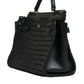 Black Leather Sicily Top Handle Shoulder Bag