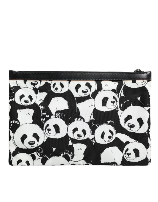 Black White Panda Pattern Clutch Pouch Bag