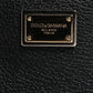 Black Grain Leather Logo Plaque Clutch Bag