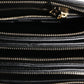 Black Grain Leather Logo Plaque Clutch Bag