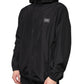 Black Polyester Hooded Men Full Zip Jacket