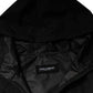 Black Polyester Hooded Men Full Zip Jacket