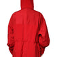 Red Nylon Hooded Men Full Zip Parka Jacket