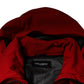 Red Nylon Hooded Men Full Zip Parka Jacket