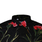 Black Floral Cotton Formal Men Dress Shirt