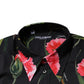 Black Floral Cotton Formal Men Dress Shirt