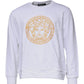 White Medusa Embroidery Crew Neck Pullover Sweater