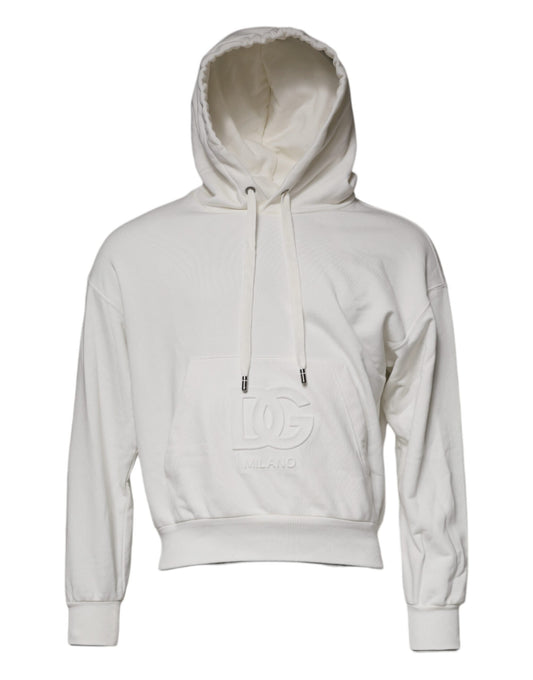 White Logo Hooded Pullover Men Sweatshirt Sweater