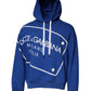 Blue Logo Print Hooded Sweatshirt Sweater