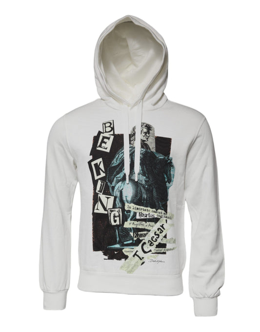 White Caesar Cotton Hooded Pullover Sweater