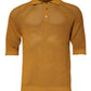 Brown Perforated Collared Short Sleeves T-shirt