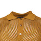 Brown Perforated Collared Short Sleeves T-shirt