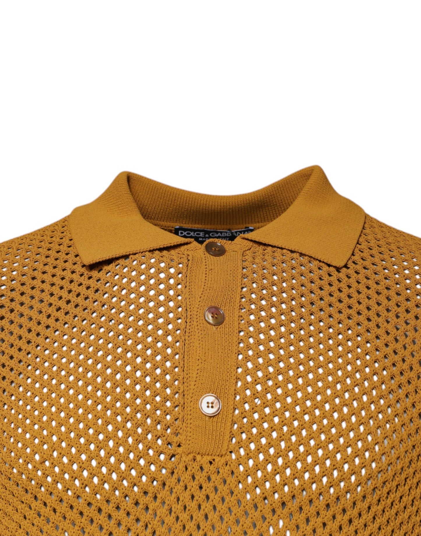 Brown Perforated Collared Short Sleeves T-shirt