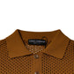 Brown Perforated Collared Short Sleeves T-shirt