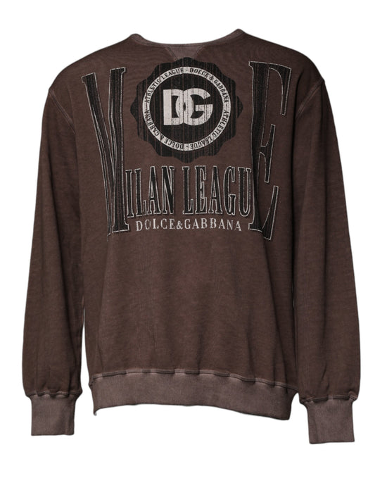 Brown Logo Print Crew Neck Pullover Sweater